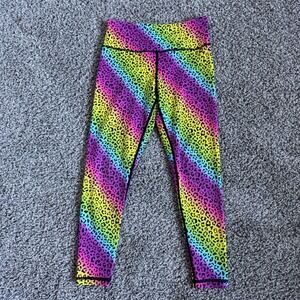 Zyia Active Rainbow Leopard Print Leggings Lisa Frank Inspired Girl's Size 8-9